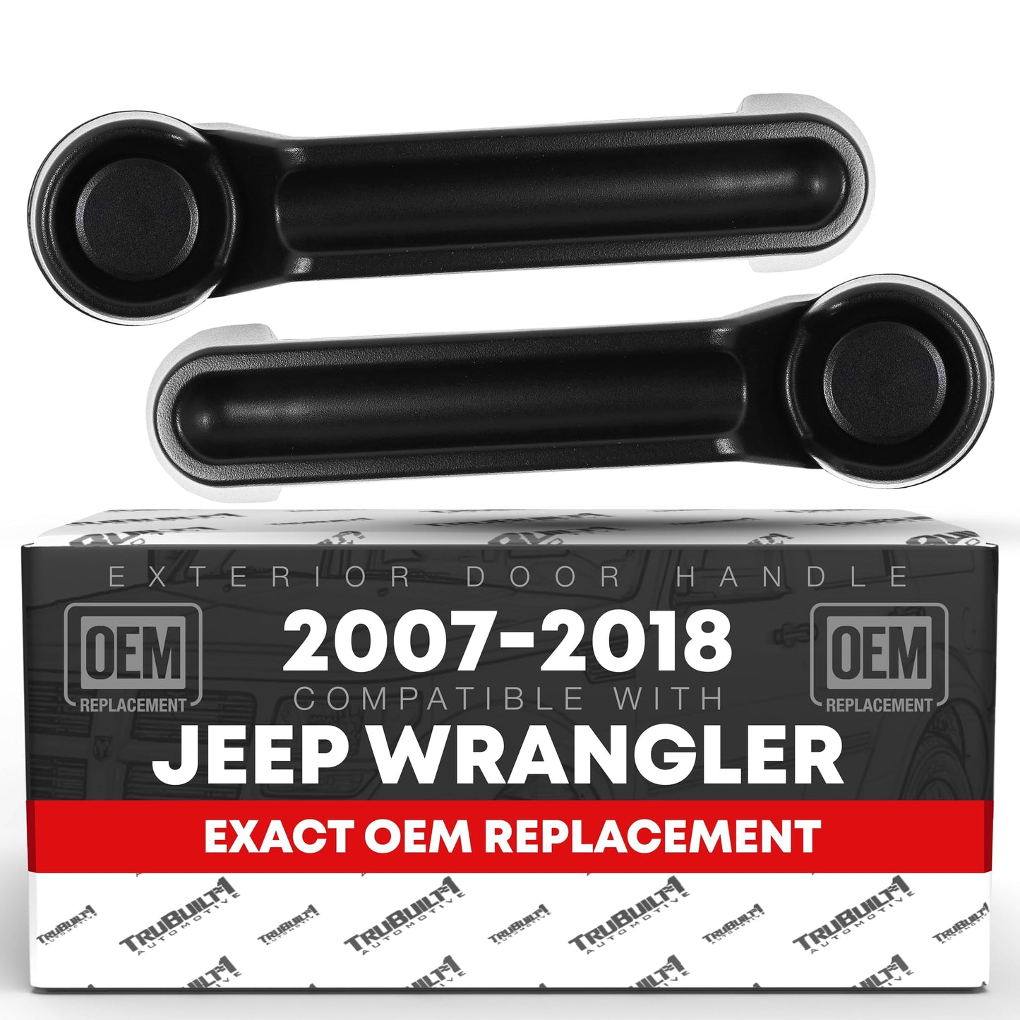 2007-2018 Jeep Wrangler Liberty 2007-2011 Dodge Nitro Exterior Front/Rear Driver & Passenger Door Handle Set - Textured Black - 2 Pack