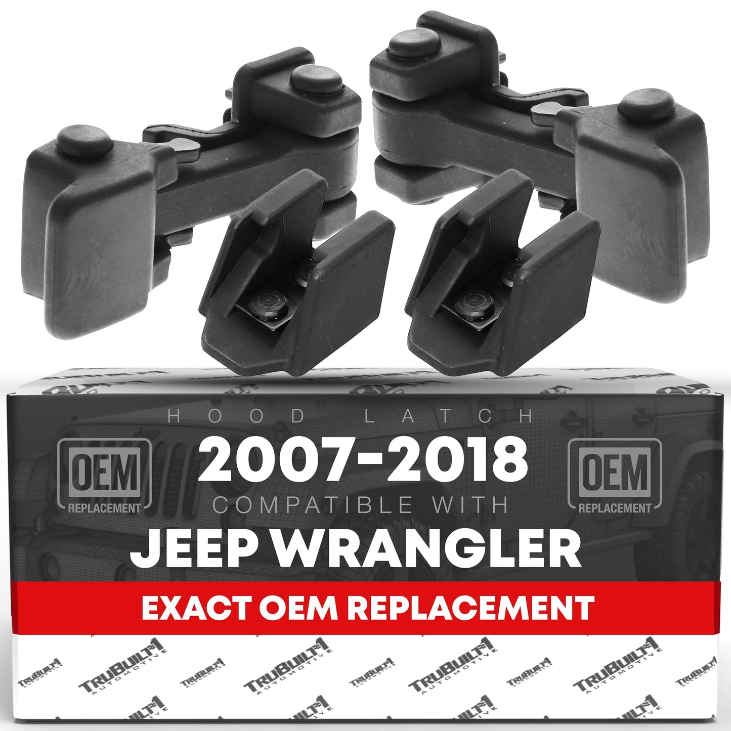 2007-2018 Jeep Wrangler Hood Latch Replacement Set Driver and Passenger Side - Rubber Hood Lock Catch Kit
