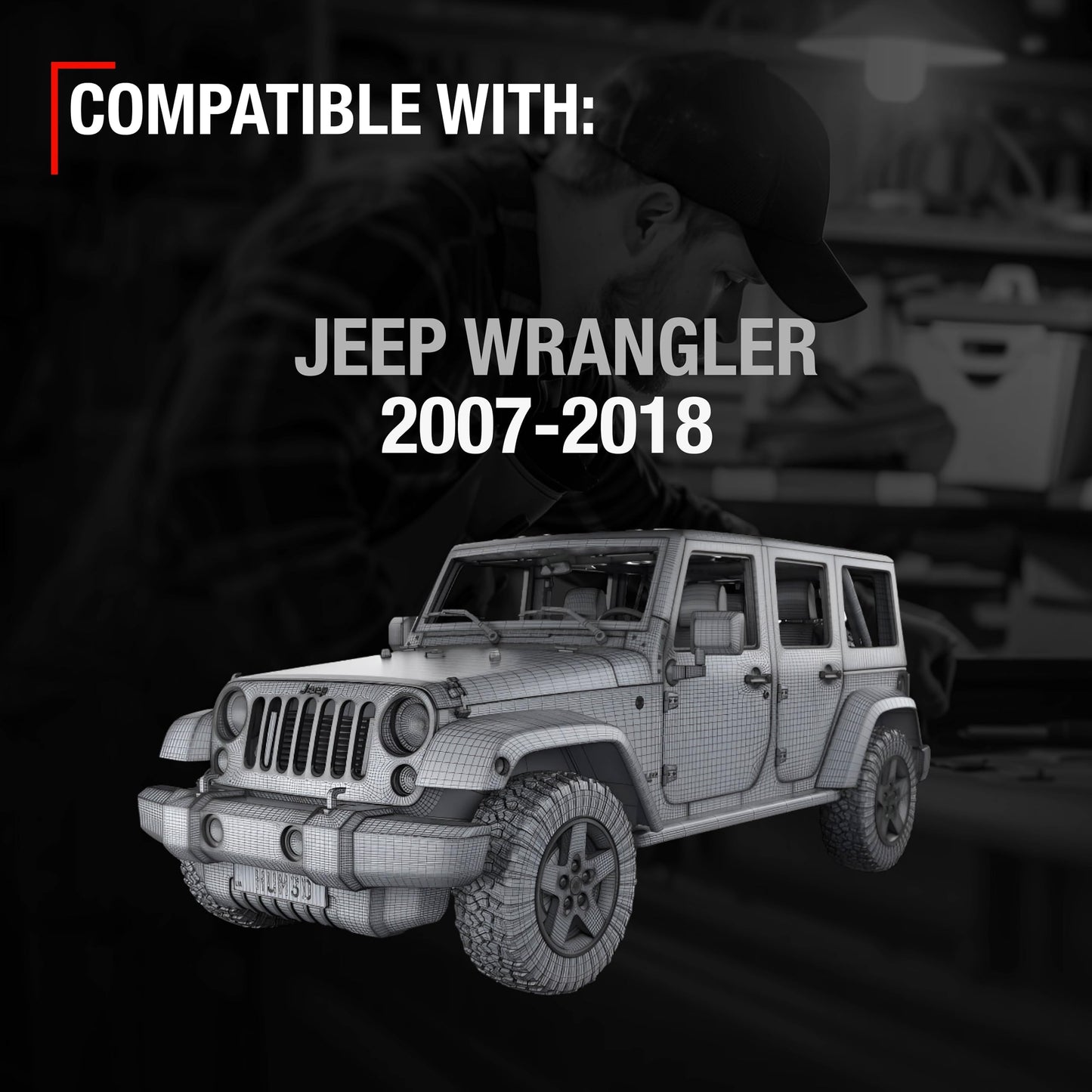 2007-2018 Jeep Wrangler Hood Latch Replacement Set Driver and Passenger Side - Rubber Hood Lock Catch Kit