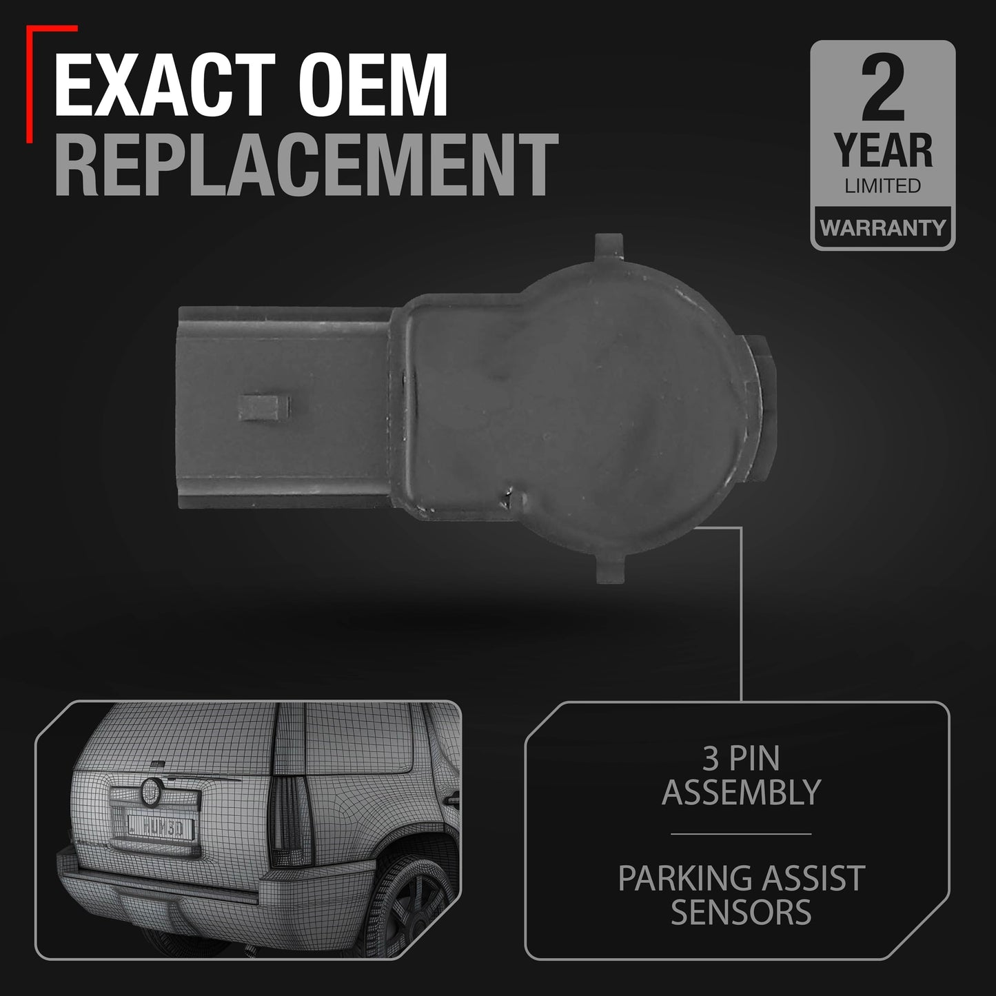 2007-2018 Chevrolet GMC Avalanche Silverado Tahoe Yukon Cadillac Escalade Buick Enclave Lucerne Rear Parking Sensor 1 Pack - Reverse Parking Assist Sensor