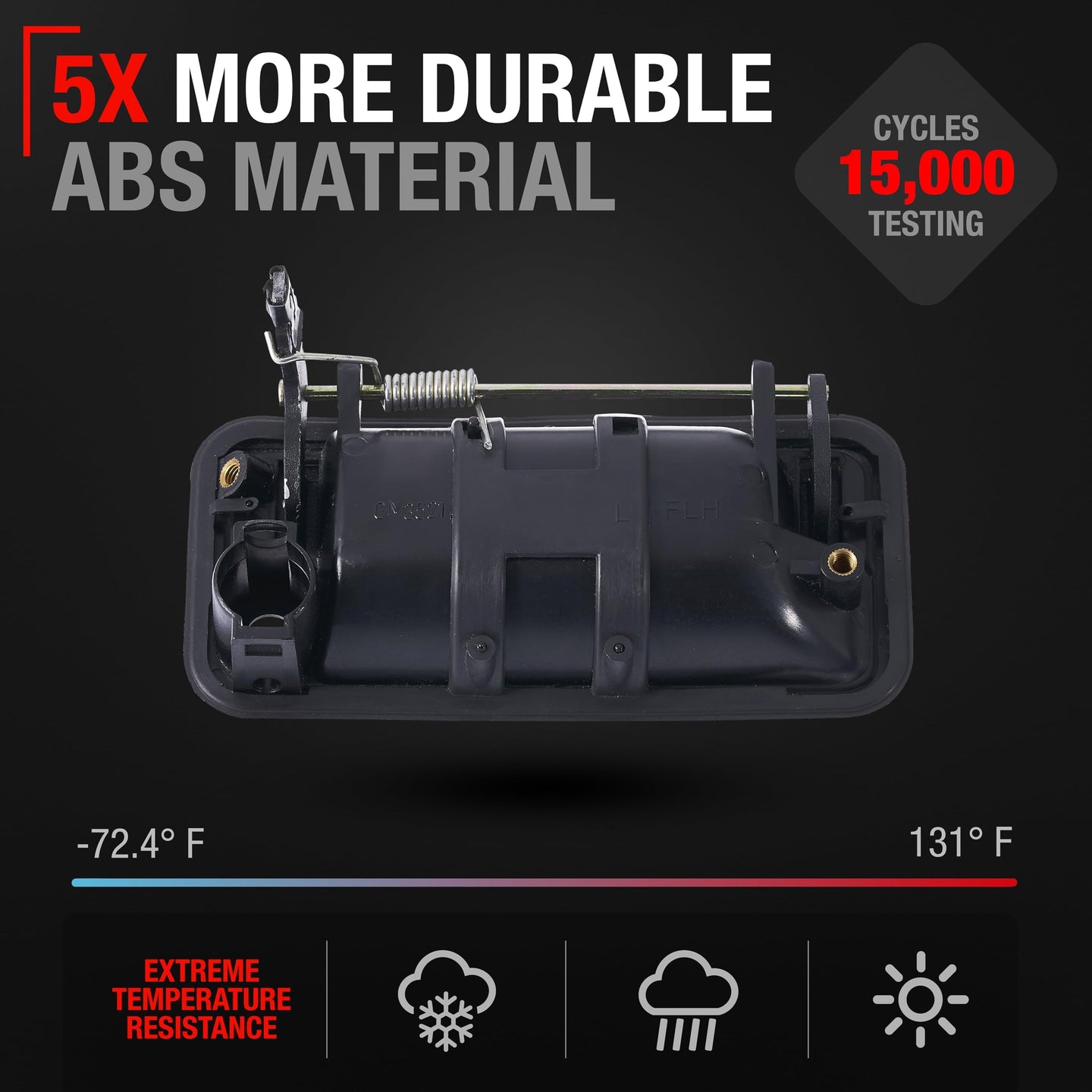 1988-2000 Chevrolet GMC C1500 K1500 C2500 K2500 K3500 92-94 Blazer 95-99 Tahoe 00 GMC Yukon Exterior Front Driver Door Handle Upgraded Metal - Black - Metal Lever Left Handle