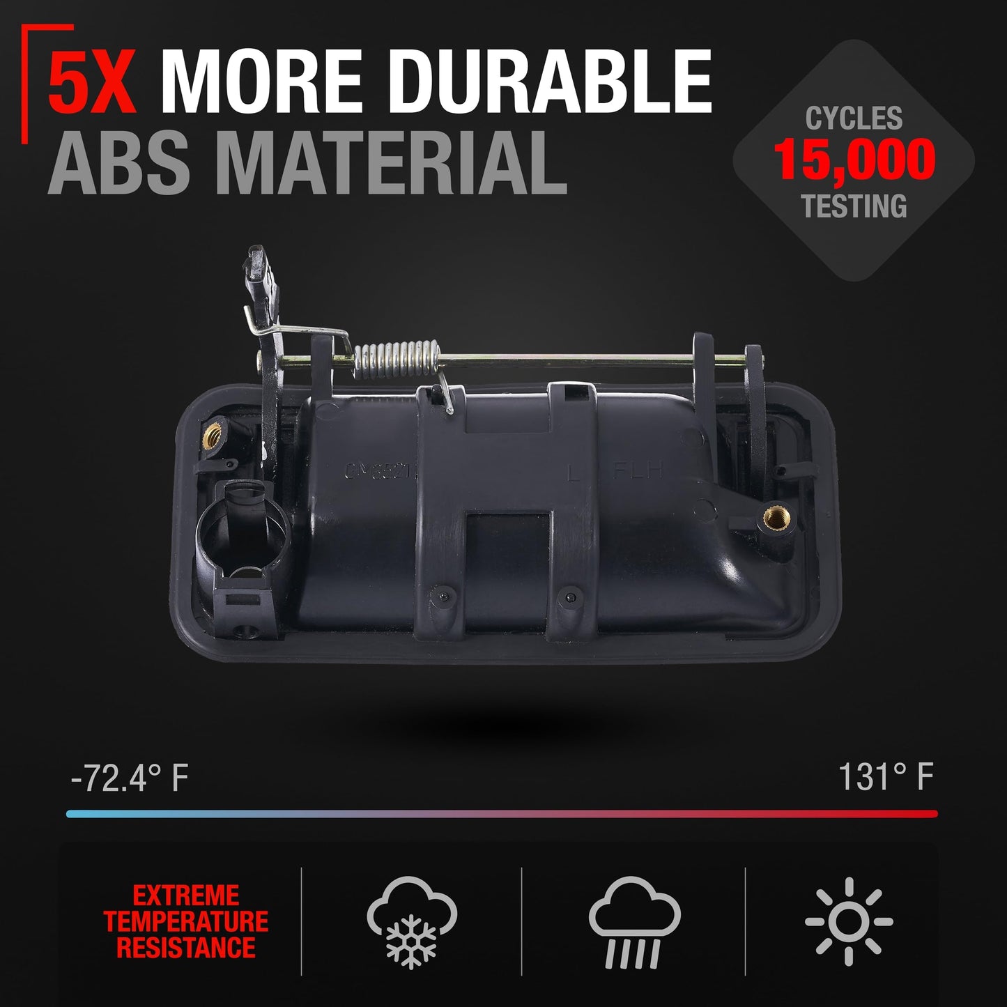 1988-2000 Chevrolet GMC C1500 K1500 C2500 K2500 K3500 92-94 Blazer 95-99 Tahoe 00 GMC Yukon Exterior Front Driver Door Handle Upgraded Metal - Black - Metal Lever Left Handle