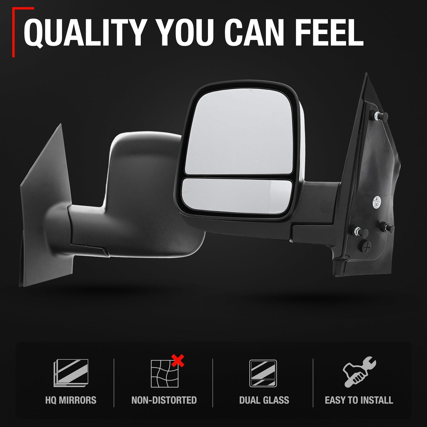 Chevrolet Express GMC Savana Driver Side Mirror - Manual Folding - Dual Glass - Textured Black - Driver Side Mirror