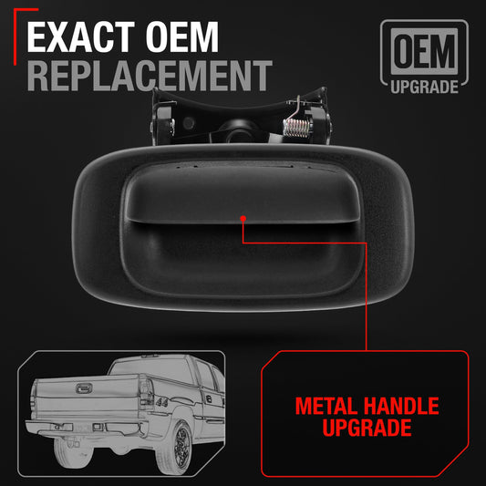 Chevrolet Silverado GMC Sierra Tailgate Handle with Bezel Trim & Rod Clips - Upgraded Metal - Metal Handle + Improved Bezel