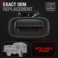 1999-2007 Chevrolet Silverado 1500 2500 3500 GMC Sierra 1500 2500 3500 Tailgate Handle Latch with Improved Bezel Trim and Rod Clips - Upgraded Metal - Metal Handle + Improved Bezel