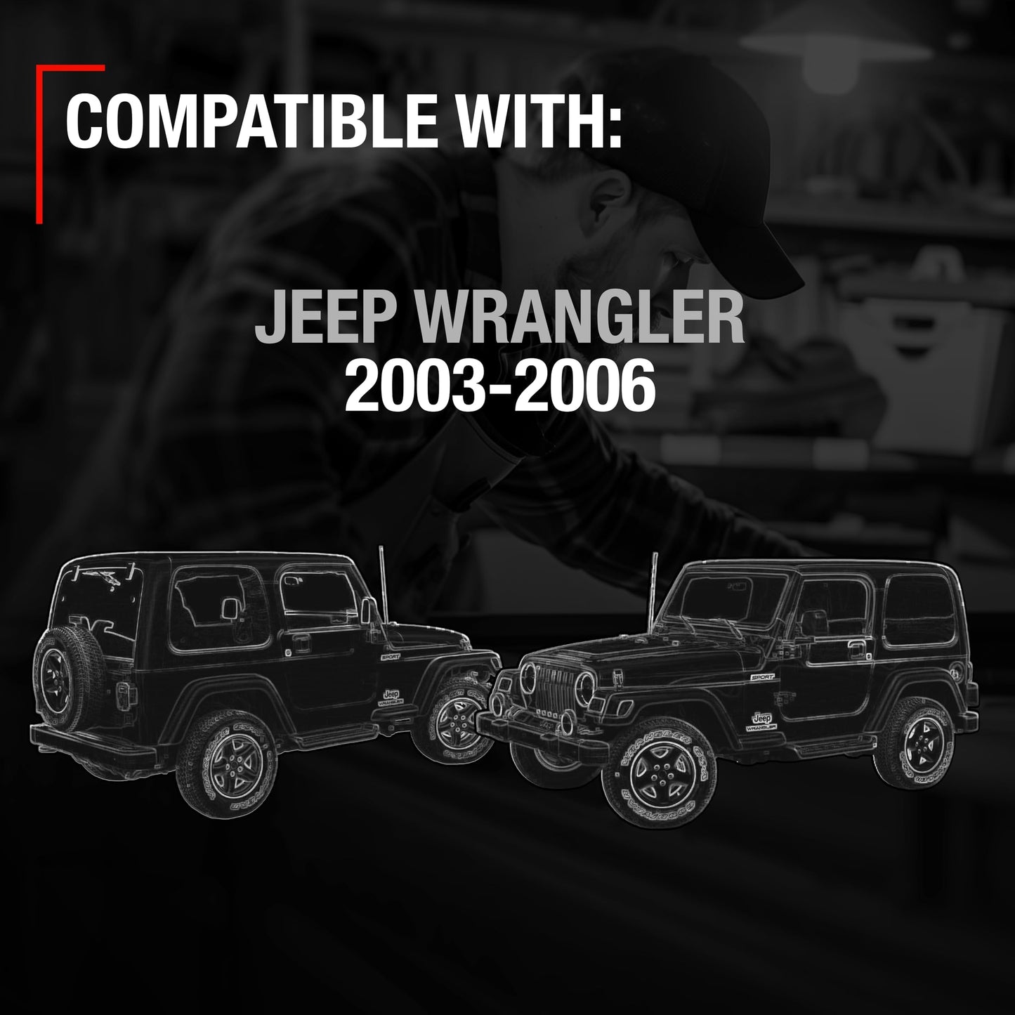 2003-2006 Jeep Wrangler Interior Front Driver and Passenger Door Handle Set - Textured Black Plastic - Driver + Passenger Door Handle