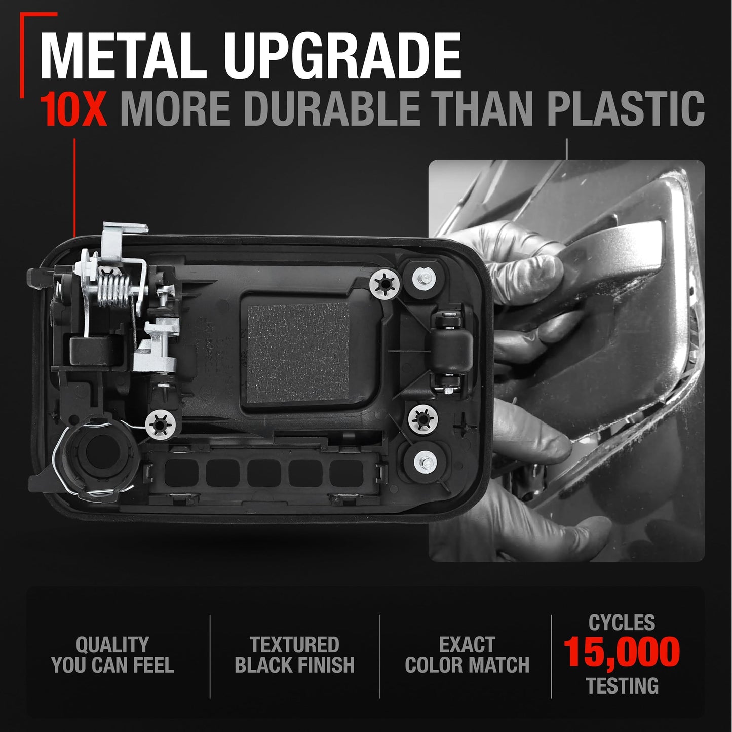 2009-2014 Ford F-150 Lobo Lincoln Mark LT Exterior Front Driver Door Handle, Upgraded Metal - Textured Black with Keyhole - Front Driver Side Handle w/ Keypad