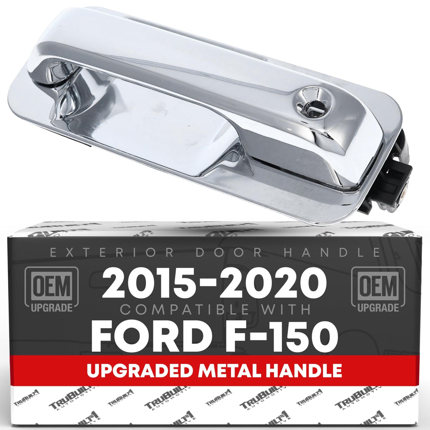 2015-2018 Ford F-150 Exterior Front Driver Door Handle, Upgraded Metal - All Chrome w/ Keyhole - Front Driver Side Handle
