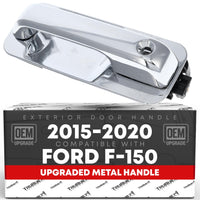 2015-2018 Ford F-150 Exterior Front Driver Door Handle, Upgraded Metal - All Chrome w/ Keyhole - Front Driver Side Handle