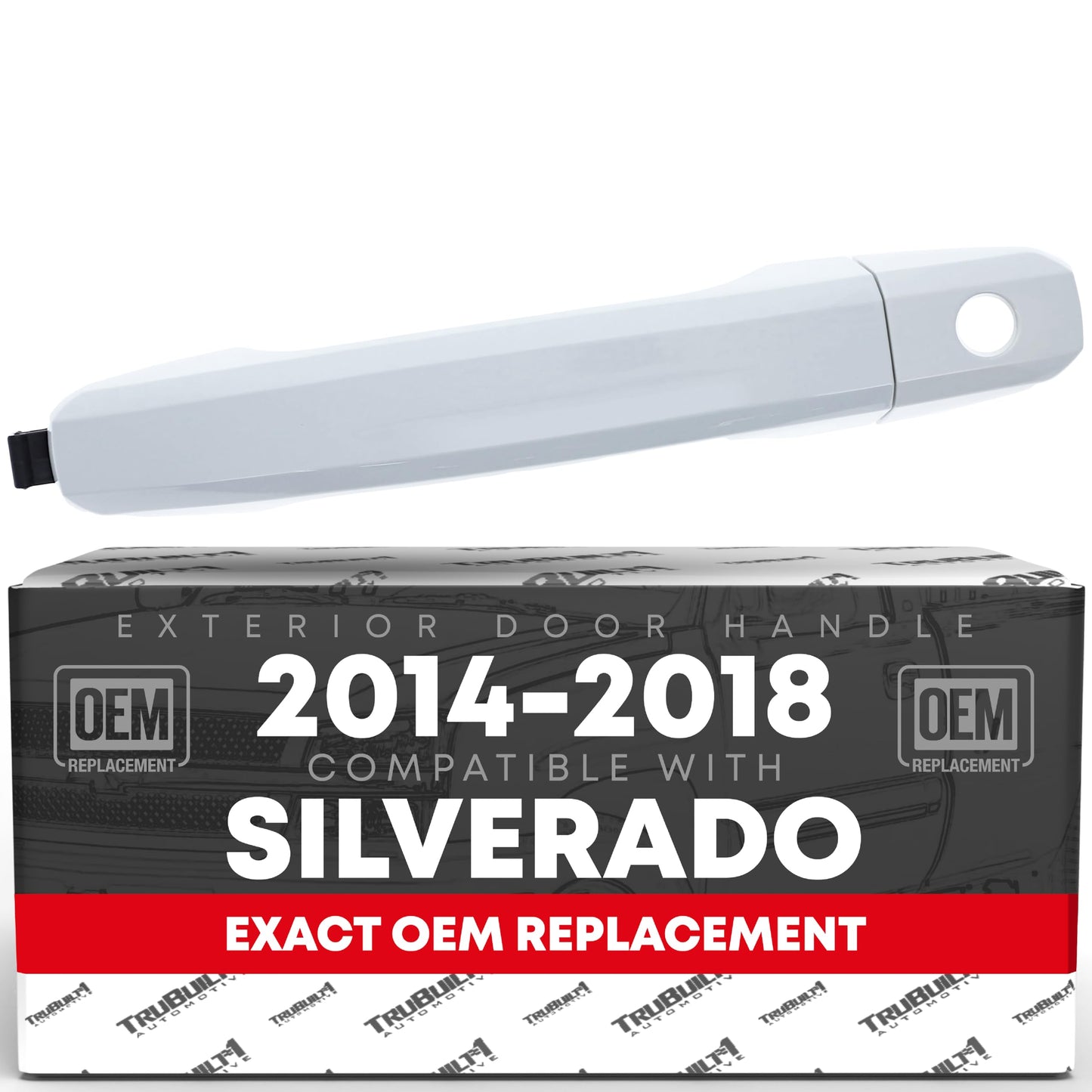 Chevrolet Silverado GMC Sierra Exterior Front Driver Door Handle - Olympic White with Keyhole, Plastic - Front Driver Door Handle