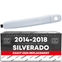 Chevrolet Silverado GMC Sierra Exterior Front Driver Door Handle - Olympic White with Keyhole, Plastic - Front Driver Door Handle