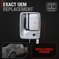 T1A Exterior Front Driver Door Handle, Upgraded Metal - Compatible with 1999-2016 Ford F-250 F-350 F-450 F-550 F-650 Super Duty; 00-05 Excursion - All Chrome w/Keyhole - OEM 7C3Z-2522405-ACHMT, 79306 - Front Driver Side Handle