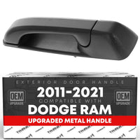 2011-2021 Dodge Ram Exterior Rear Driver Door Handle, Upgraded Metal - Textured Black - Rear Driver Side Handle