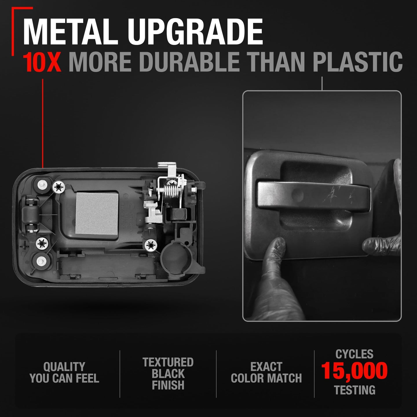 2009-2014 Ford F-150 Lobo Lincoln Mark LT Exterior Front or Rear Passenger Door Handle, Upgraded Metal - Textured Black - Front or Rear Passenger Side Handle