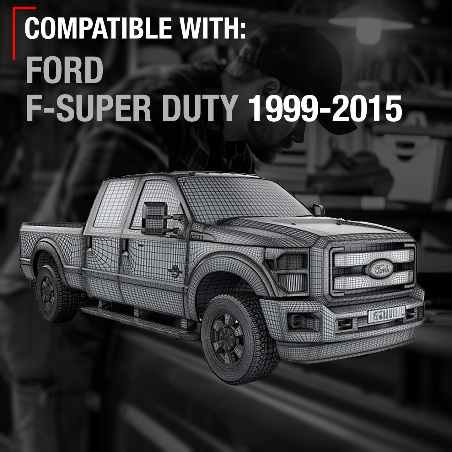 1999-2015 Ford Super Duty F-250 F-350 F-450 F-550 Excursion Exterior Front Passenger Door Handle - Textured Black with Keyhole - Front Passenger Door