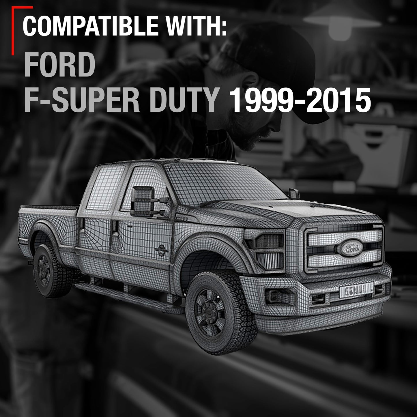 1999-2015 Ford Super Duty F-250 F-350 F-450 F-550 Excursion Exterior Front Passenger Door Handle - Textured Black with Keyhole - Front Passenger Door