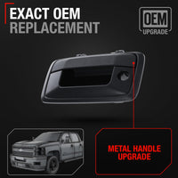 2014-2015 Chevrolet Silverado GMC Sierra 1500 2500 3500 HD Tailgate Handle Assembly - Upgraded Metal Liftgate Latch Handle Textured Black - Black Metal Tailgate