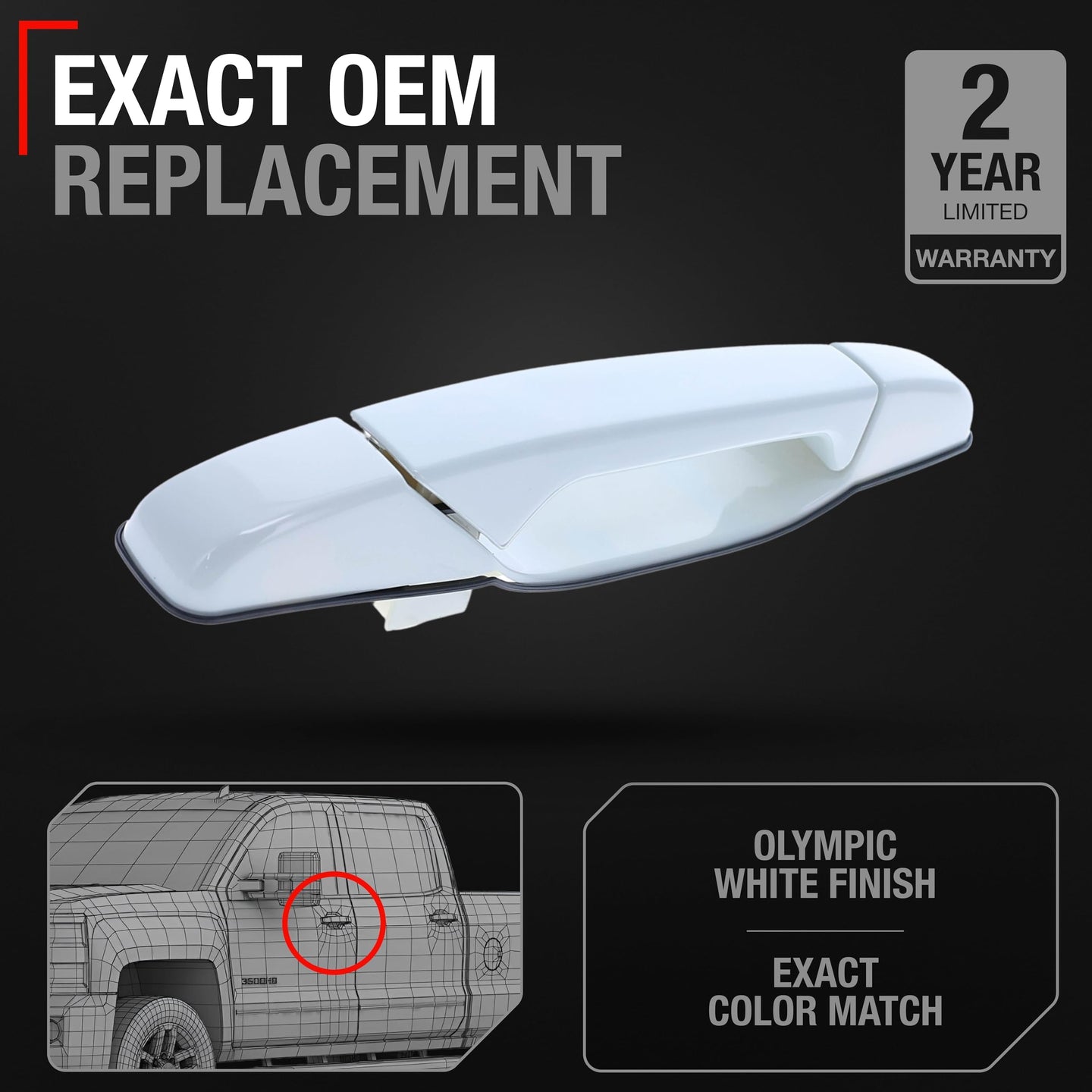 Exterior Front Passenger Door Handle - Compatible with 2007-2013 Chevrolet Avalanche, 07-14 Silverado 1500, 2500, 3500, Suburban, Tahoe; 07-14 GMC Sierra 1500, 2500, 3500, Yukon XL - OEM 20954801-GAZ - Front Passenger Door Handle