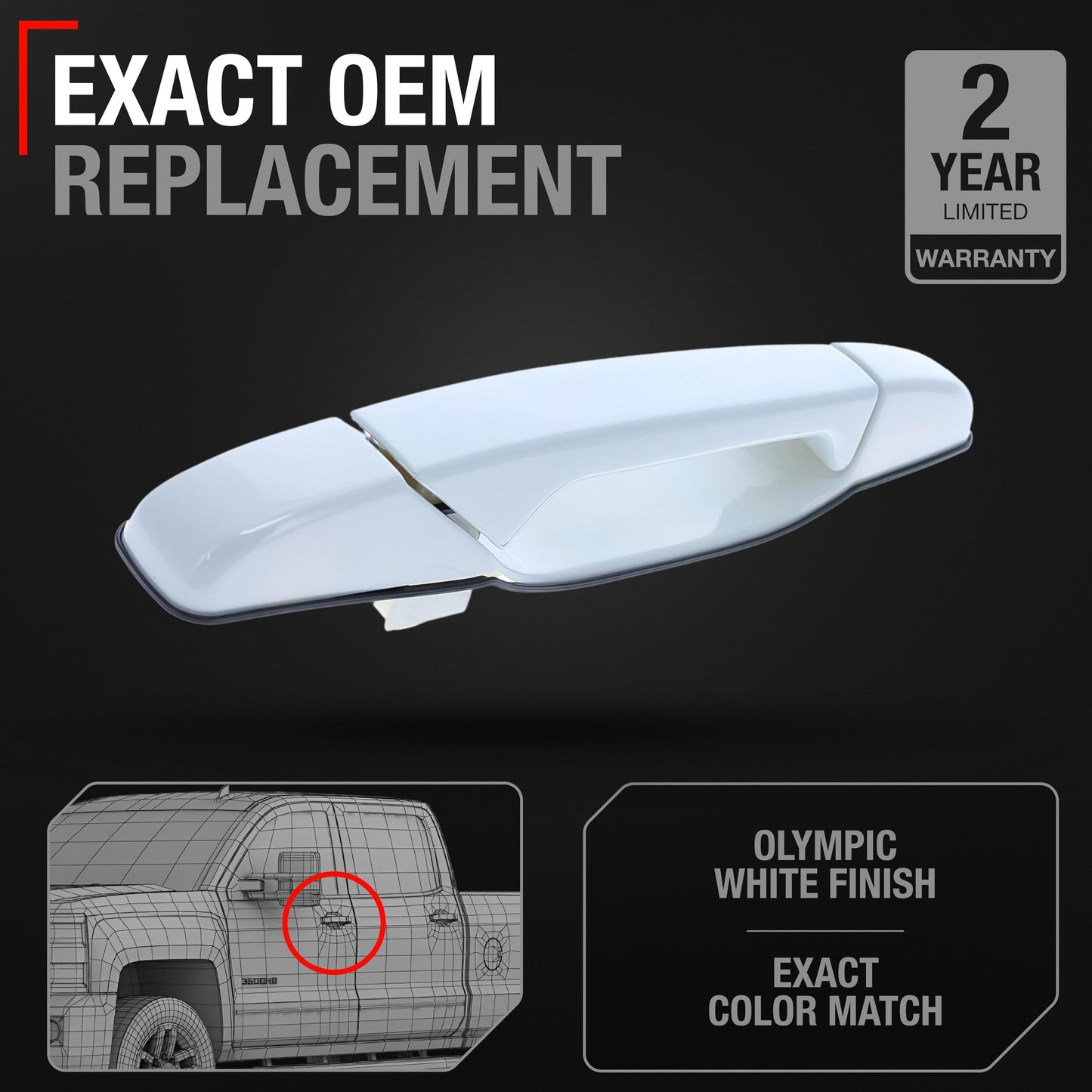 Exterior Front Passenger Door Handle - Compatible with 2007-2013 Chevrolet Avalanche, 07-14 Silverado 1500, 2500, 3500, Suburban, Tahoe; 07-14 GMC Sierra 1500, 2500, 3500, Yukon XL - OEM 20954801-GAZ - Front Passenger Door Handle