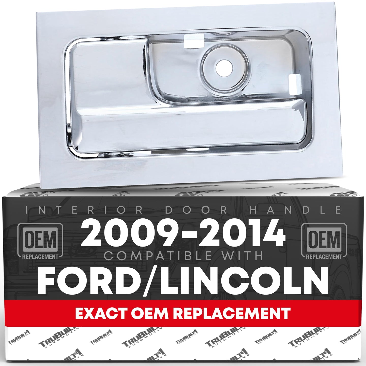 T1A Interior Front Driver and Passenger Door Handle - Compatible with 2009-2014 Ford, Lincoln F150 (incl. Harley-Davidson) (Crew Cab) - All Chrome - OEM CL3Z-1522601-GA, 9L3Z-1522601-CB - Driver Side - ALL-Chrome