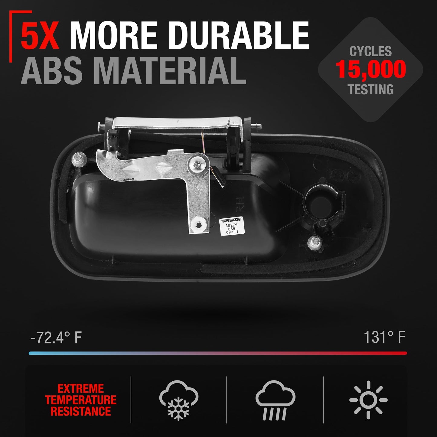 2003-2009 Chevrolet Express GMC Savana Exterior Rear Passenger Hinged Door Handle - Textured Black - Rear Right Handle