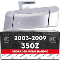 Nissan 350Z Exterior Door Handle, Front Passenger Side - Satin Chrome (Silver), No Keyhole - Passenger Side Handle - Silver