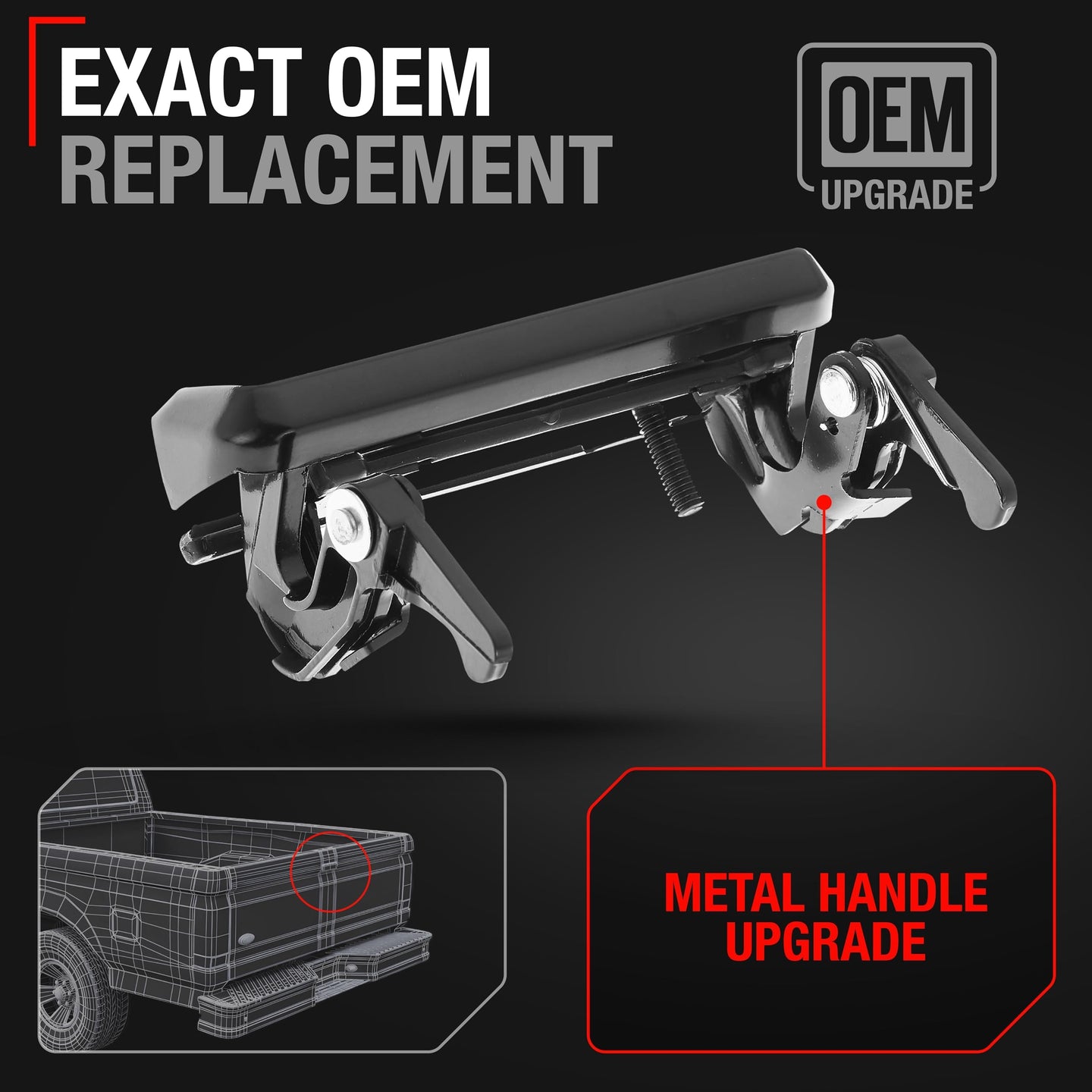 1993-2003 Ford Ranger 1994-2010 Mazda B-Series Tailgate Handle Latch Assembly, Upgraded Metal - Tailgate Handle - Metal