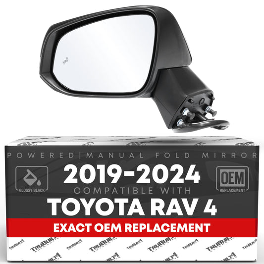 Toyota RAV4 Mirror Replacement, Driver Side - Heated, Power Adjust, Turn Signal, Flat Glass, Smooth Black - Driver Side Mirror