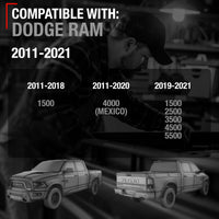 2011-2021 Dodge Ram Exterior Rear Driver Door Handle, Upgraded Metal - Textured Black - Rear Driver Side Handle