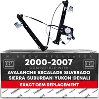 2000-2007 Chevrolet Avalanche Rear Passenger Side Power Window Regulator w/ Motor - Rear Passenger Side Window
