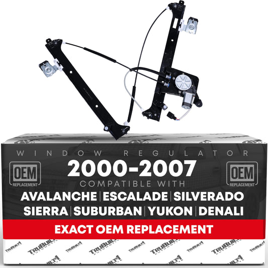 2000-2007 Chevrolet Avalanche Silverado Suburban GMC Sierra Yukon Cadillac Escalade Power Window Regulator with Motor Front Passenger Side Upgraded Metal - Front Driver Side Window