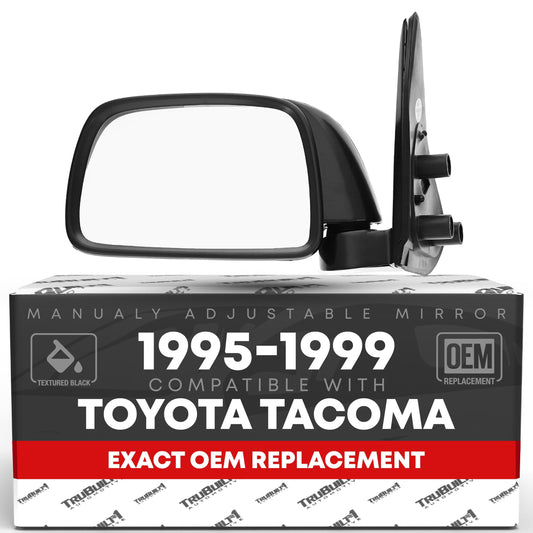 Driver Side Mirror Replacement - Compatible with 1995-1999 Toyota Tacoma - Manual Adjustment, Manual Folding, Flat Glass - Textured Black Cover - OEM 87940-04040, 955449, TO1320116 - Driver Side Mirror