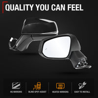 2019-2024 Toyota RAV4 Driver Side Mirror Replacement Powered Manual Fold Heated Turn Signal Flat Glass Smooth Black - Driver Side Mirror