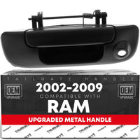 2002-2008 Dodge Ram 1500, 2003-2009 Ram 2500, 3500 Tailgate Handle Assembly, Upgraded Metal - Textured Black w/ Camera Hole - Texture Tailgate Handle