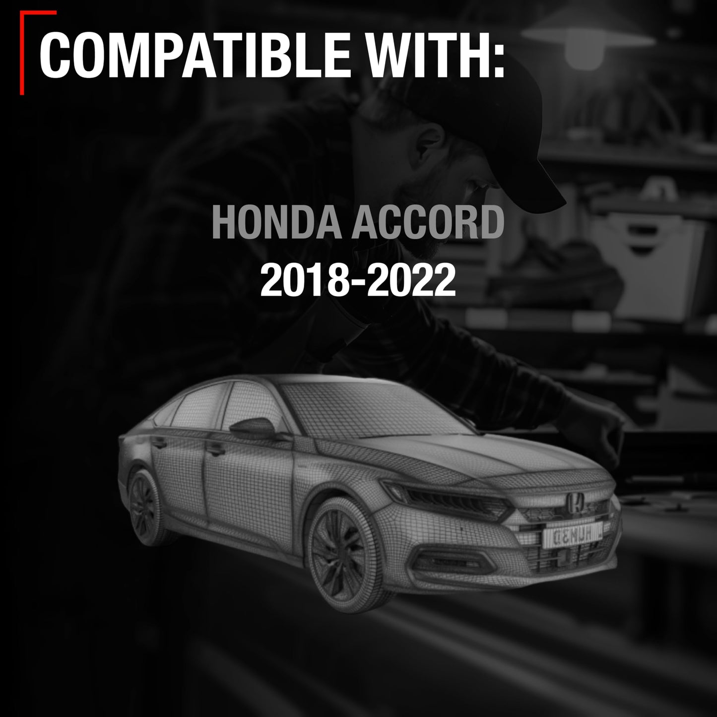 2018-2022 Honda Accord Passenger Side Mirror Replacement Powered Manual Fold Heated Turn Signal Convex Glass Smooth Black - Passenger Side Mirror