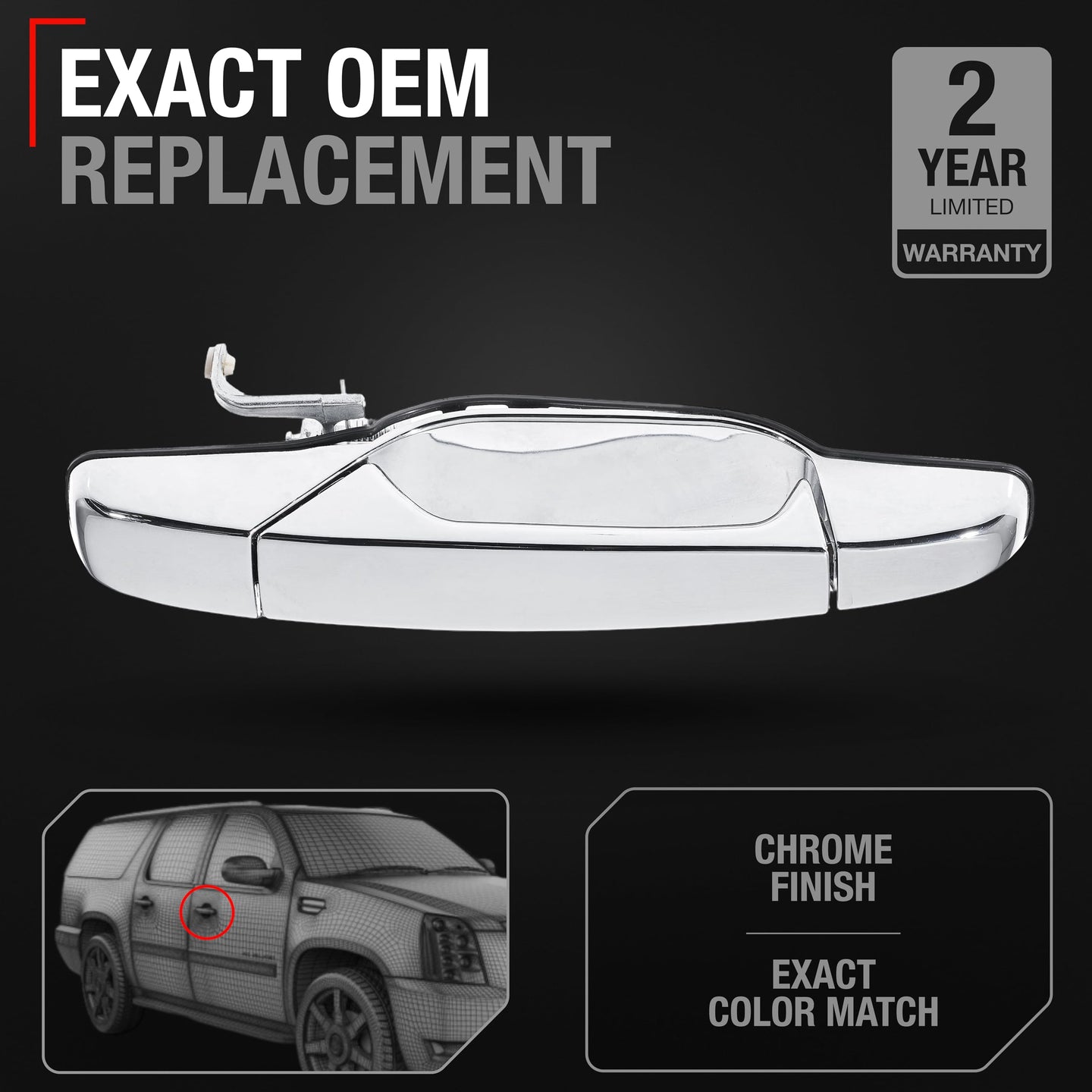 Chevrolet Silverado GMC Sierra Suburban Tahoe Yukon Avalanche Front Passenger Door Handle - Front Right Passenger Side