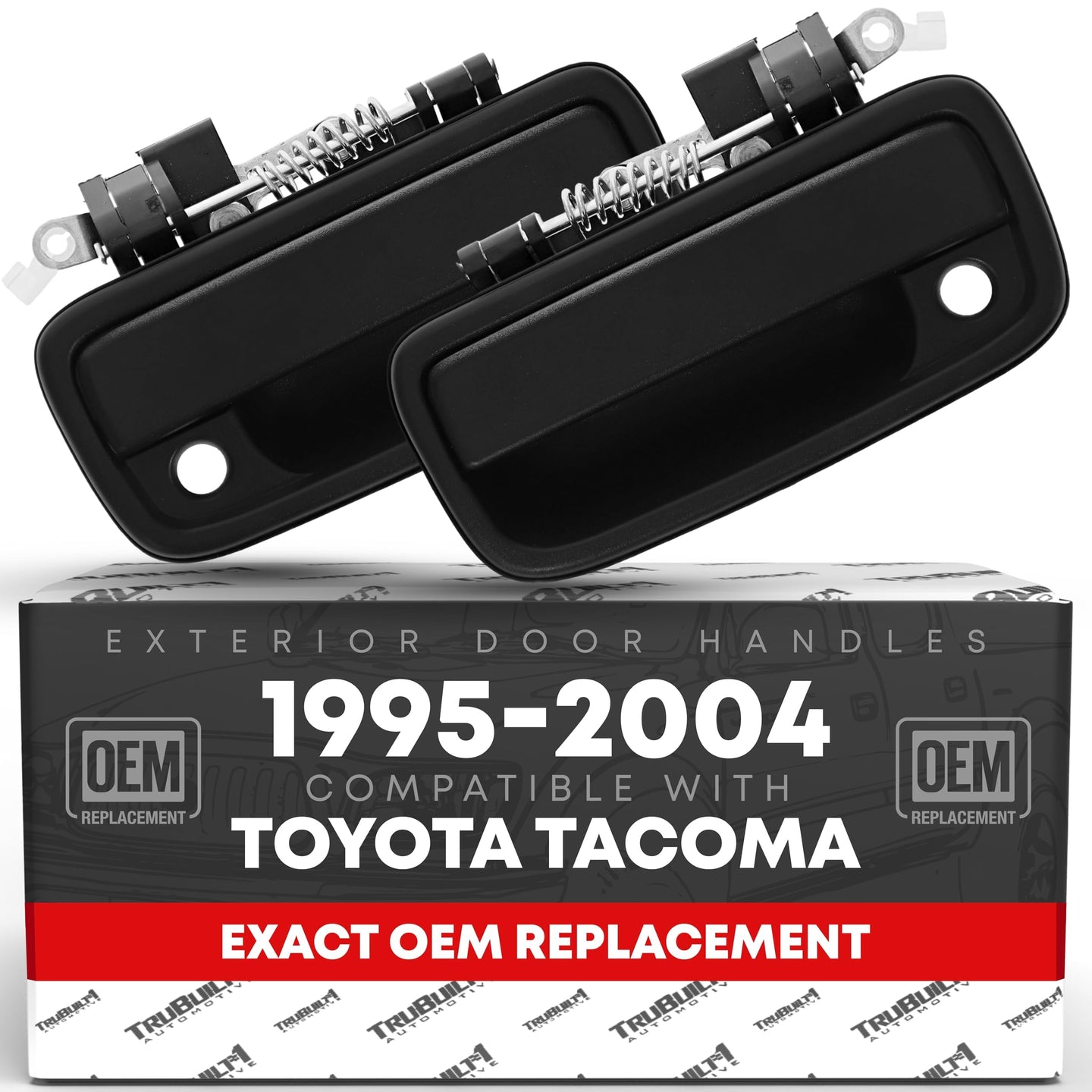 1995-2004 Toyota Tacoma Exterior Front Driver and Passenger Door Handle Replacement Set - Textured Black with Keyhole - Driver + Passenger Handle (Plastic)