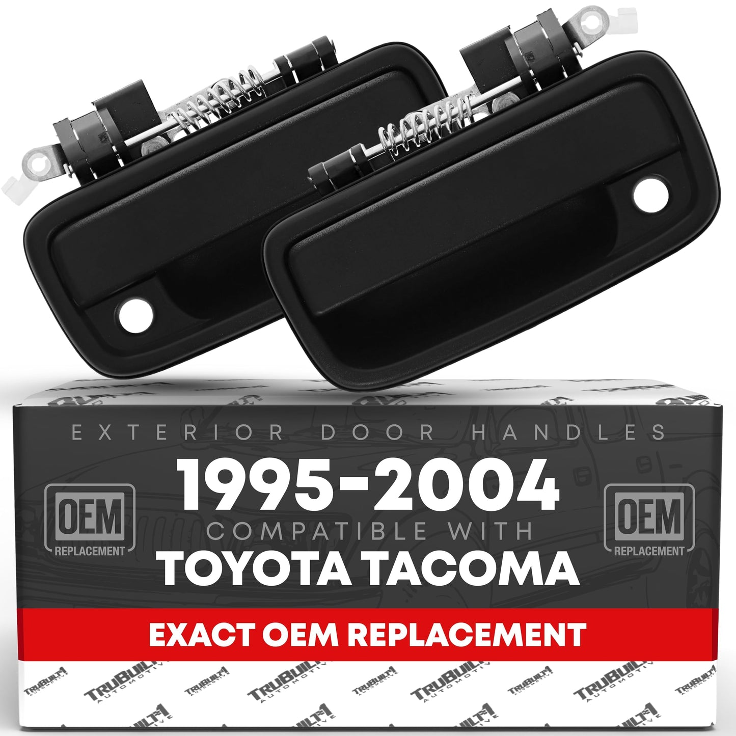 1995-2004 Toyota Tacoma Exterior Front Driver and Passenger Door Handle Replacement Set - Textured Black with Keyhole - Driver + Passenger Handle (Plastic)