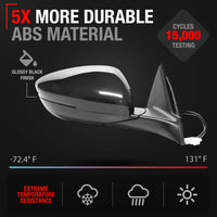 2018-2022 Honda Accord Passenger Side Mirror Replacement Powered Manual Fold Heated Turn Signal Convex Glass Smooth Black - Passenger Side Mirror