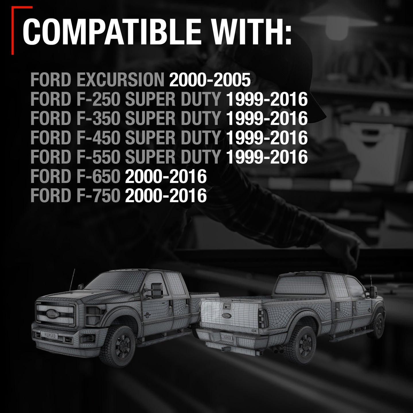 Ford Super Duty F-Series Rear Driver Door Handle - Upgraded Metal - Textured Black - Rear Driver Door