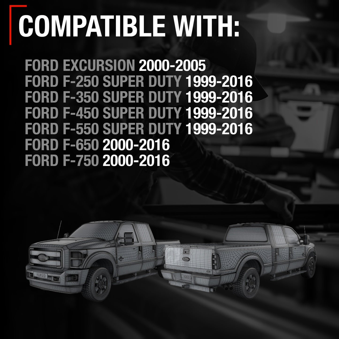 Ford Super Duty F-Series Rear Driver Door Handle - Upgraded Metal - Textured Black - Rear Driver Door