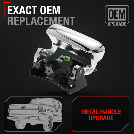 1999-2006 Chevrolet Silverado 1500 2500 3500 Classic HD GMC Sierra 1500 2500 3500 Classic HD Tailgate Handle Latch Upgraded Metal - All Chrome