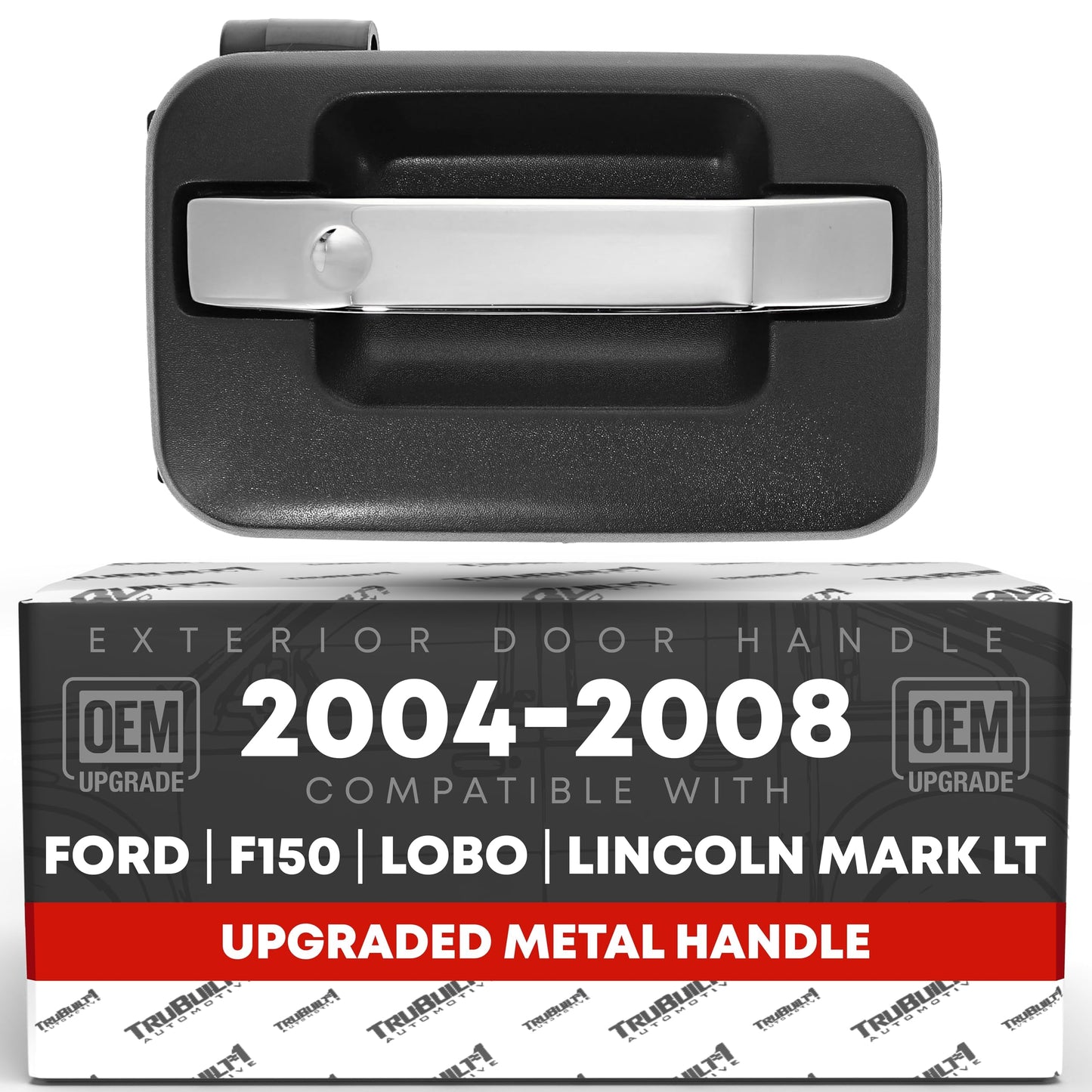 2004-2014 Ford F-150 Lobo Lincoln Mark LT Exterior Rear Passenger Door Handle, Upgraded Metal - Chrome and Black - Rear Passenger Handle