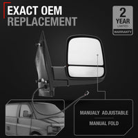 Chevrolet Express GMC Savana Passenger Side Mirror - Heated, Manual Folding, Dual Glass - Passenger Side Mirror