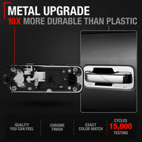 2015-2020 Ford F-150 Exterior Rear Driver Door Handle, Upgraded Metal - All Chrome - Rear Driver Side Handle