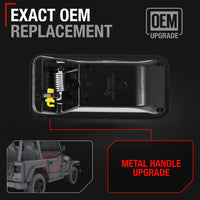 1987-2006 Jeep Wrangler Half Door Exterior Front Passenger Door Handle Replacement - Upgraded Metal Smooth Black - Front Passenger Door Handle