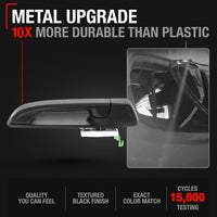 2011-2021 Dodge Ram Exterior Rear Driver Door Handle, Upgraded Metal - Textured Black - Rear Driver Side Handle