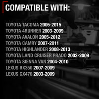 Exterior Rear Driver/Passenger Door Handle, Upgraded Metal - Compatible with 05-15 Toyota Tacoma, 05-09 4Runner, 07-11 Camry; 03-09 Lexus GX470 - All Chrome - OEM 69210-58010, 6921135080, 6922730070 - Rear Driver or Passenger Side Handle