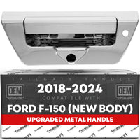 2018-2024 Ford F-150 Tailgate Handle Latch Replacement, Upgraded Metal - All Chrome with Keyhole and Camera Hole - Chrome Tailgate Handle