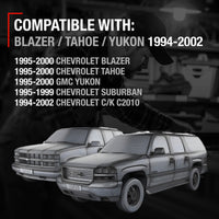 1995-2000 Chevrolet GMC C/K 1500 2500 3500 Suburban Blazer Tahoe Yukon Exterior Front Driver and Passenger Door Handle Upgraded Metal - Textured Black - All-Metal Right + Left Handle